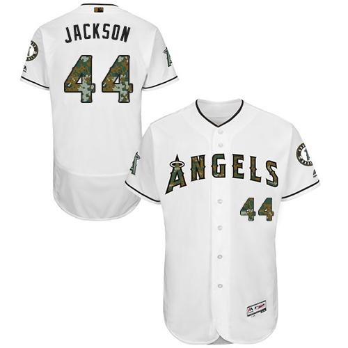 Los Angeles Angels of Anaheim #44 Reggie Jackson White Flexbase Authentic Collection Memorial Day Stitched Jersey Men's