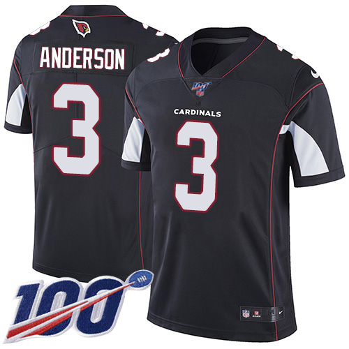 Cardinals #3 Drew Anderson Black Alternate Men's Stitched 100th Season Vapor Limited Jersey