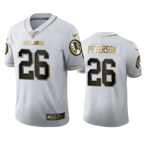 Washington Washington Commanders #26 Adrian Peterson Men's White Golden Edition Vapor Limited 100 Jersey Men's