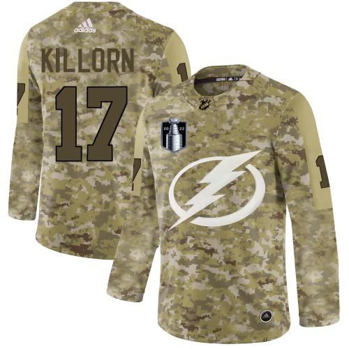 Adidas Tampa Bay Lightning #17 Alex Killorn Camo 2022 Stanley Cup Final Patch Authentic Stitched Jersey Men's
