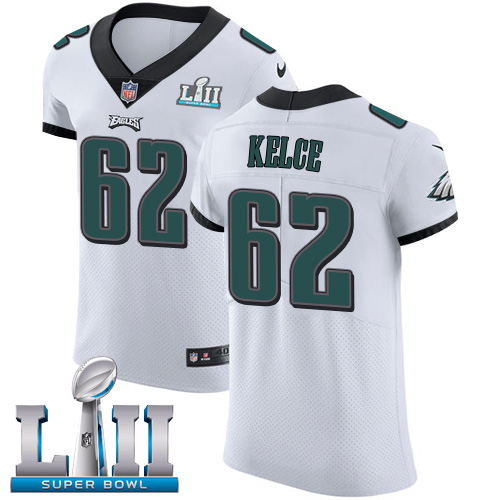 Eagles #62 Jason Kelce White Super Bowl LII Men's Stitched Vapor Untouchable Elite Jersey