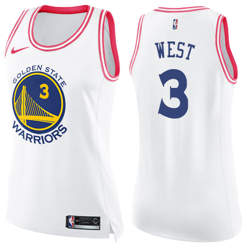 Golden State Warriors #3 David West White/Pink Womens Swingman Fashion Jersey Womens