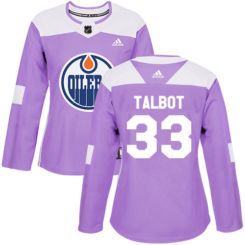 Adidas Edmonton Oilers #33 Cam Talbot Purple Authentic Fights Cancer Women's Stitched Jersey Womens