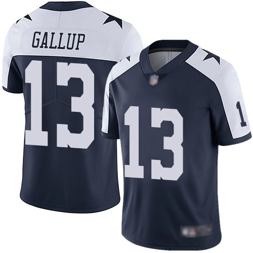 Cowboys #13 Michael Gallup Navy Blue Thanksgiving Youth Stitched Vapor Untouchable Limited Throwback Jersey