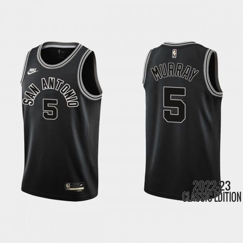 San Antonio San Antonio Spurs #5 Dejounte Murray Black Mens 2022-23 Classic Edition Jersey Mens