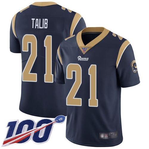 Los Angeles Rams #21 Aqib Talib Navy Blue Team Color Men's Stitched 100th Season Vapor Limited Jersey Men's