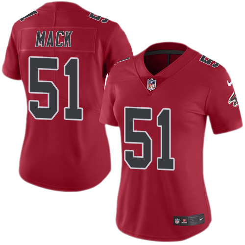 Atlanta Falcons #51 Alex Mack Red Women's Stitched Limited Rush Jersey Womens