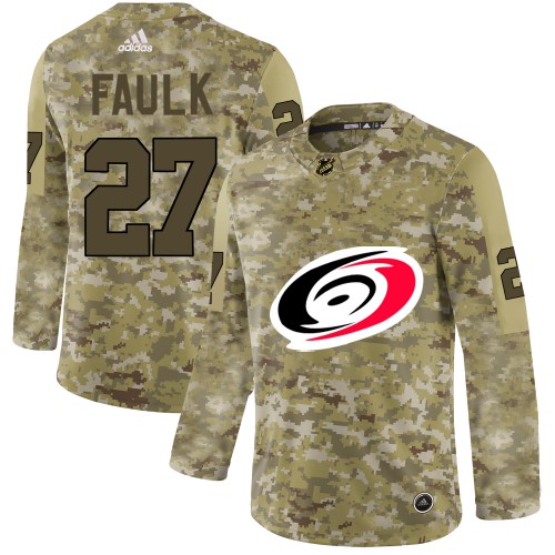 Adidas Carolina Hurricanes #27 Justin Faulk Camo Authentic Stitched Jersey Men's