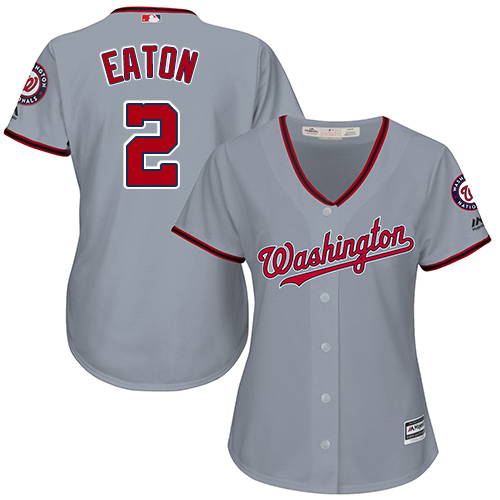 Washington Nationals #2 Adam Eaton Grey Road Women's Stitched Jersey Womens