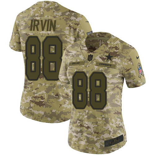 Cowboys #88 Michael Irvin Camo Women's Stitched Limited 2018 Salute To Service Jersey