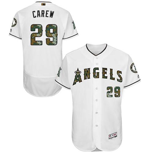 Los Angeles Angels of Anaheim #29 Rod Carew White Flexbase Authentic Collection Memorial Day Stitched Jersey Men's