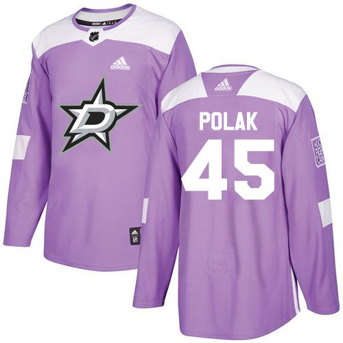 Adidas Dallas Stars #45 Roman Polak Purple Authentic Fights Cancer Youth Stitched Jersey Youth