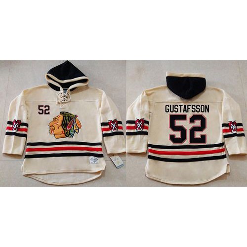 Chicago Blackhawks #52 Erik Gustafsson Cream Heavyweight Pullover Hoodie Stitched Jersey Men's
