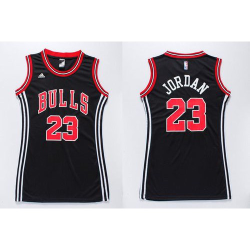 Chicago Bulls #23 Michael Jordan Black Dress Womens Stitched Jersey Womens