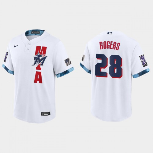 Miami Miami Marlins #28 Trevor Rogers 2021 All Star Game Fan's Version White Jersey Men's