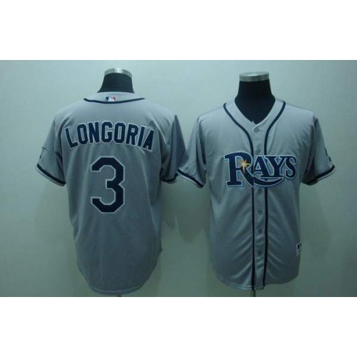 Tampa Bay Rays #3 Evan Longoria Grey Stitched Jersey Men's