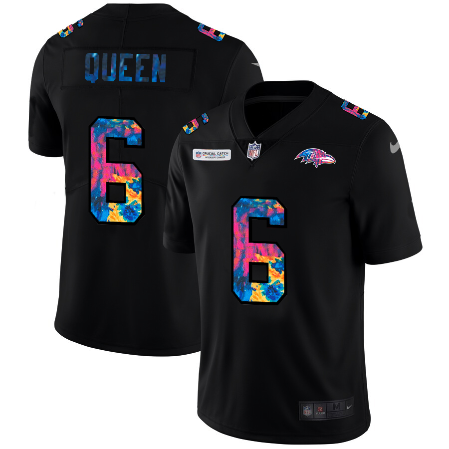 Baltimore Ravens #6 Patrick Queen Men's Multi-Color Black 2020 Crucial Catch Vapor Untouchable Limited Jersey