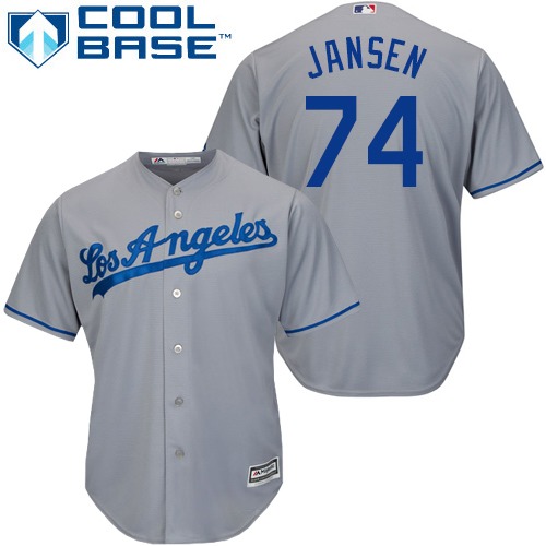 Los Angeles Dodgers #74 Kenley Jansen Grey Cool Base Stitched Youth Jersey Youth