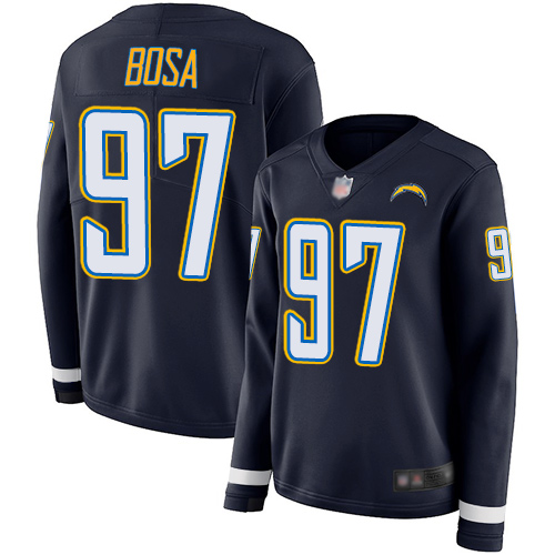 Chargers #97 Joey Bosa Navy Blue Team Color Women's Stitched Limited Therma Long Sleeve Jersey