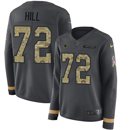 Dallas Cowboys #72 Trysten Hill Anthracite Salute to Service Women's Stitched Limited Therma Long Sleeve Jersey Womens