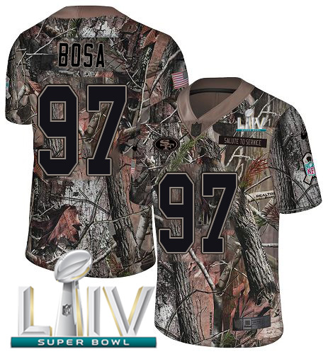 49ers #97 Nick Bosa Camo Super Bowl LIV 2020 Men's Stitched Limited Rush Realtree Jersey