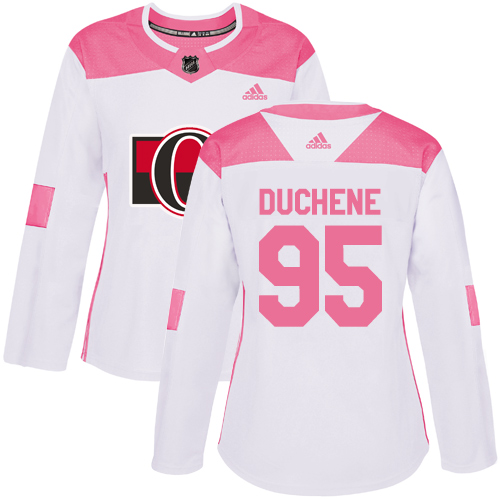 Adidas Ottawa Senators #95 Matt Duchene White/Pink Authentic Fashion Women's Stitched Jersey Womens