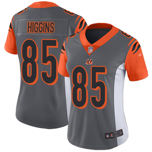 Bengals #85 Tee Higgins Silver Women's Stitched Limited Inverted Legend Jersey