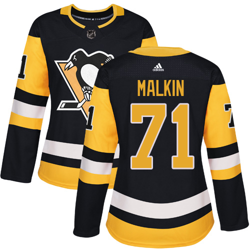 Adidas Pittsburgh Penguins #71 Evgeni Malkin Black Home Authentic Women's Stitched Jersey Womens