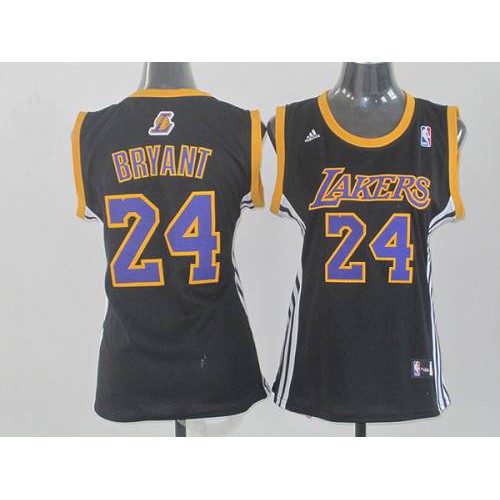 Los Angeles Lakers #24 Kobe Bryant Black Fashion Womens Stitched Jersey Womens