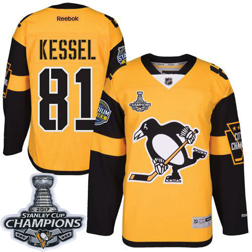 Pittsburgh Penguins #81 Phil Kessel Gold 2017 Stadium Series Stanley Cup Finals Champions Stitched Jersey Men's