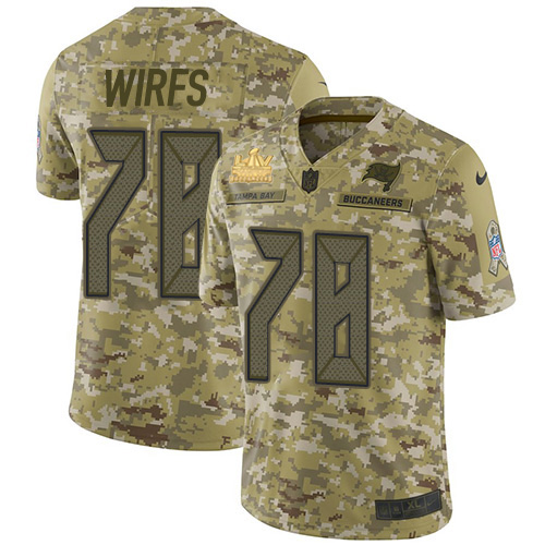 Tampa Bay Buccaneers #78 Tristan Wirfs Camo Men's Super Bowl LV Champions Patch Stitched Limited 2018 Salute To Service Jersey Men's