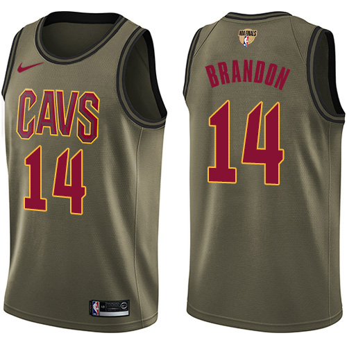 Cleveland Cavaliers #14 Terrell Brandon Green Salute to Service The Finals Patch Swingman Jersey Mens