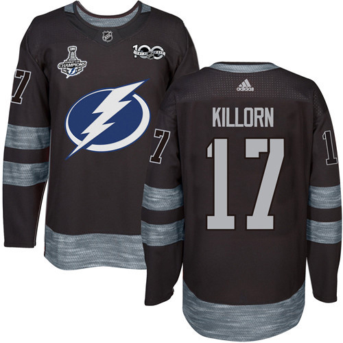 Adidas Tampa Bay Lightning #17 Alex Killorn Black 1917-2017 100th Anniversary 2020 Stanley Cup Champions Stitched Jersey Men's