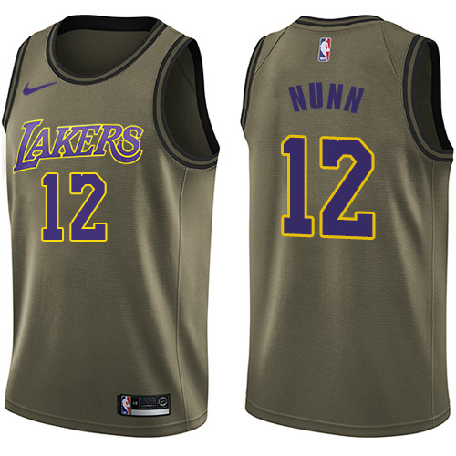 Los Angeles Lakers #12 Kendrick Nunn Green Salute to Service Youth Swingman Jersey Youth