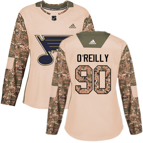 Adidas St. Louis Blues #90 Ryan O'Reilly Camo Authentic 2017 Veterans Day Women's Stitched Jersey Womens
