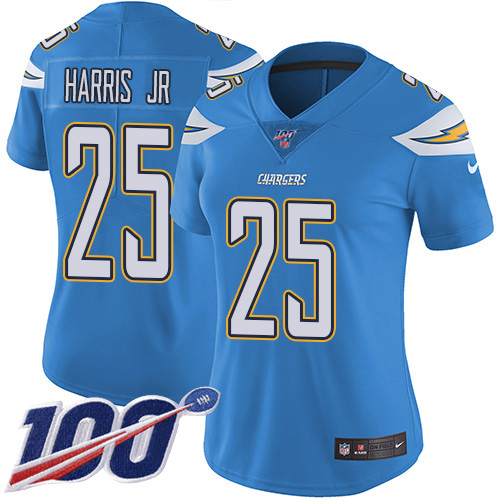 Los Angeles Chargers #25 Chris Harris Jr Electric Blue Alternate Women's Stitched 100th Season Vapor Untouchable Limited Jersey Womens