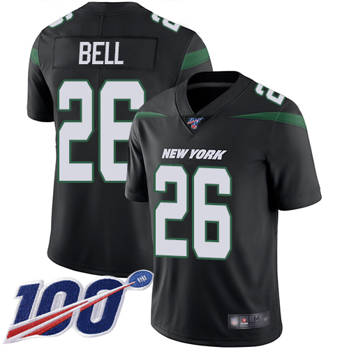 New York Jets #26 Le'Veon Bell Black Alternate Men's Stitched 100th Season Vapor Limited Jersey Men's