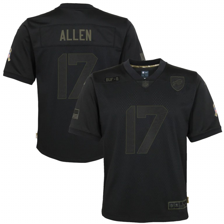 Buffalo Bills #17 Josh Allen Youth 2020 Salute To Service Game Jersey Black