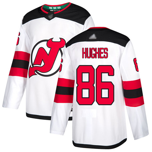 Adidas New Jersey Devils #86 Jack Hughes White Road Authentic Stitched Youth Jersey Youth