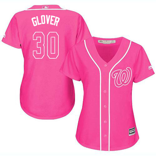 Washington Nationals #30 Koda Glover Pink Fashion Women's Stitched Jersey Womens