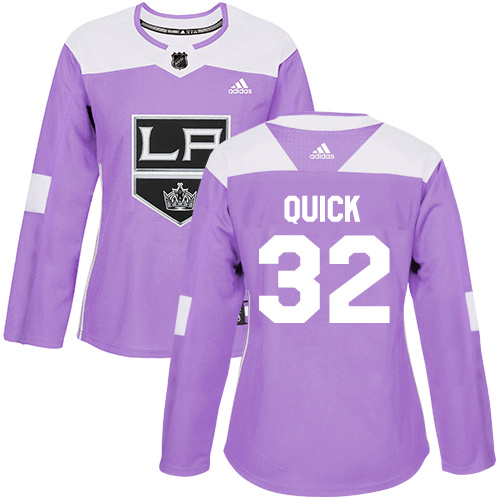 Adidas Los Angeles Kings #32 Jonathan Quick Purple Authentic Fights Cancer Women's Stitched Jersey Womens