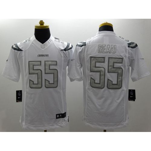 Los Angeles Chargers #55 Junior Seau White Men's Stitched Limited Platinum Jersey Men's