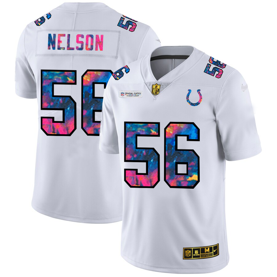 Indianapolis Colts #56 Quenton Nelson Men's White Multi-Color 2020 Crucial Catch Limited Jersey