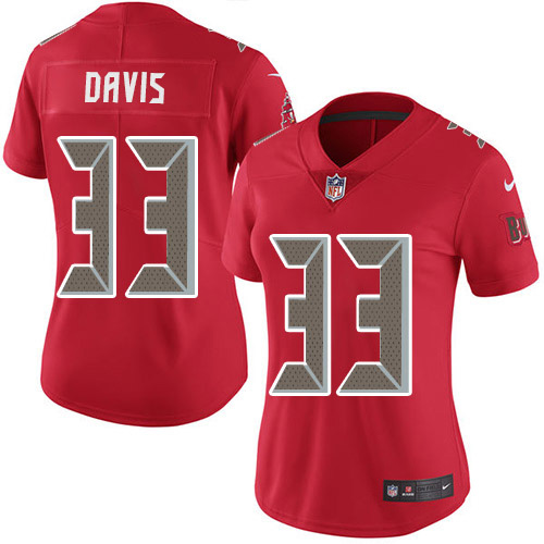 Tampa Bay Buccaneers #33 Carlton Davis III Red Women's Stitched Limited Rush Jersey Womens