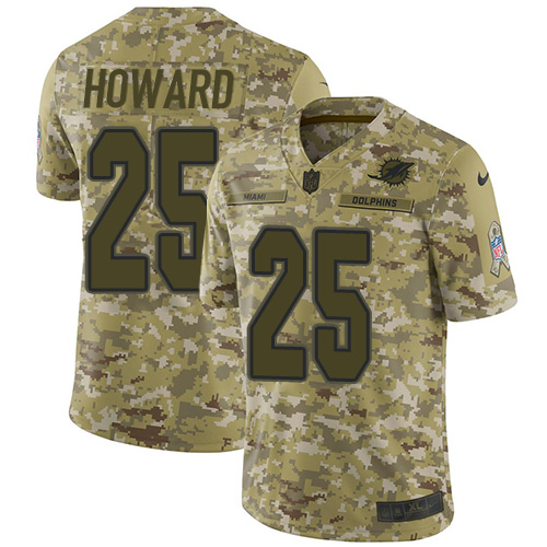 Miami Dolphins #25 Xavien Howard Camo Men's Stitched Limited 2018 Salute To Service Jersey Men's