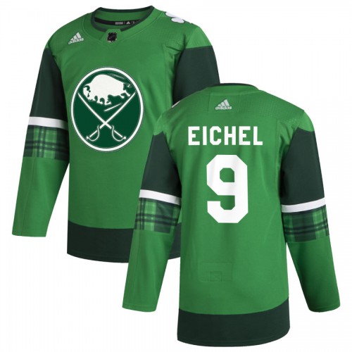 Buffalo Buffalo Sabres #9 Jack Eichel Men's Adidas 2020 St. Patrick's Day Stitched Jersey Green.jpg Men's
