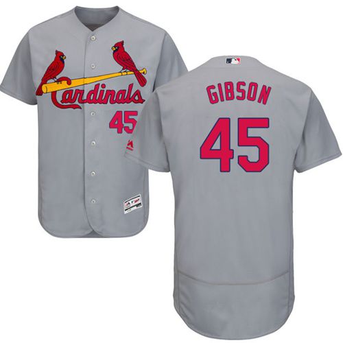 St.Louis Cardinals #45 Bob Gibson Grey Flexbase Authentic Collection Stitched Jersey Men's
