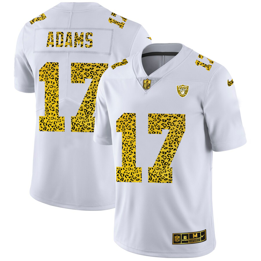 Las Vegas Raiders #17 Davante Adams Men's Flocked Leopard Print Vapor Limited Jersey White