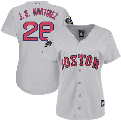 Boston Red Sox #28 J. D. Martinez Grey Road 2018 World Series Women's Stitched Jersey Womens