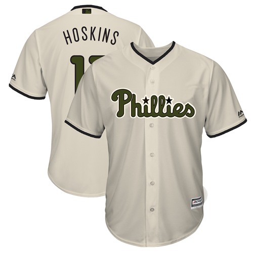 Philadelphia Phillies #17 Rhys Hoskins Cream New Cool Base 2018 Memorial Day Stitched Jersey Men's